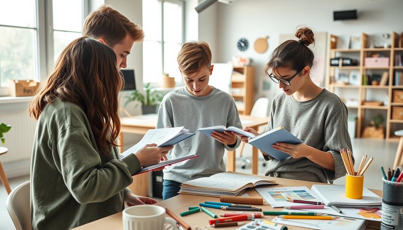 Students collaborating in study space